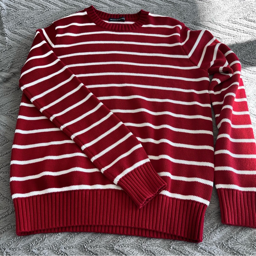 Brandy Melville Burgundy/Red and White Striped Sweater